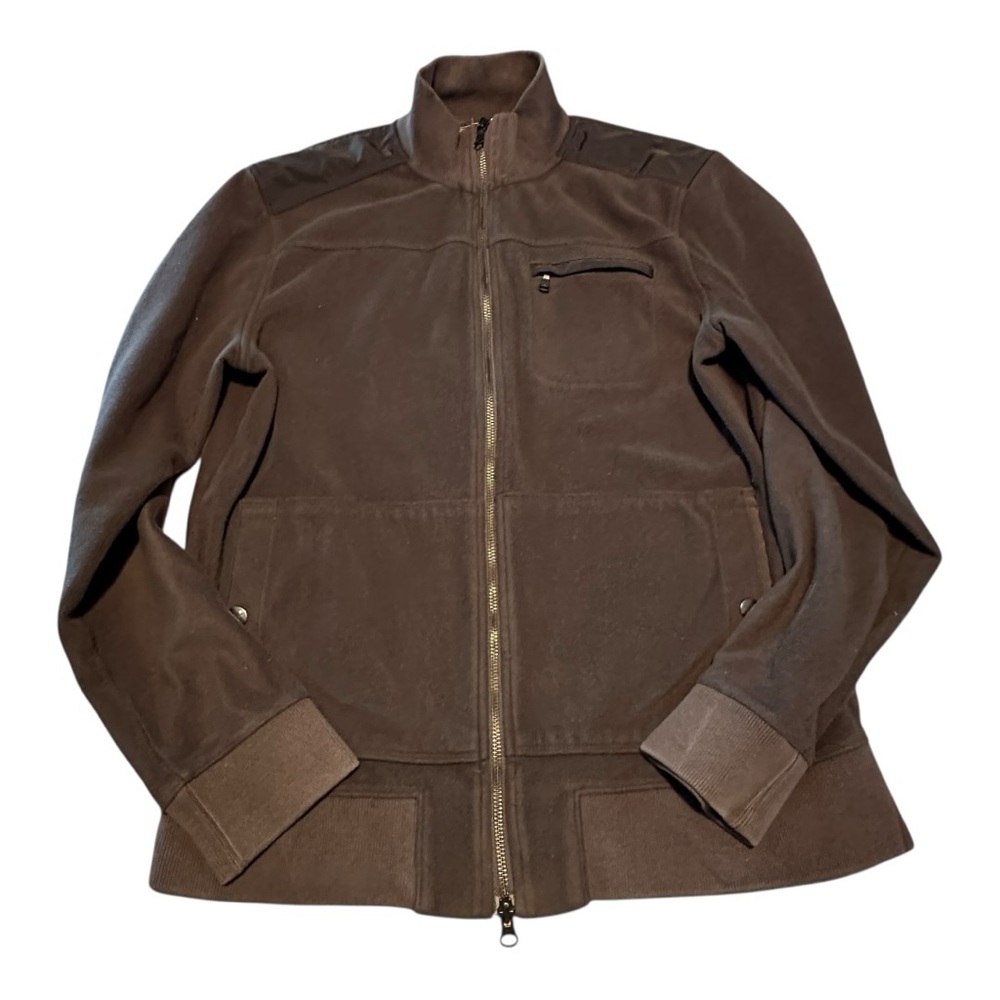Banana Republic Full Zip Brown Fleece Jacket Mens Size M Stand Collar Warm